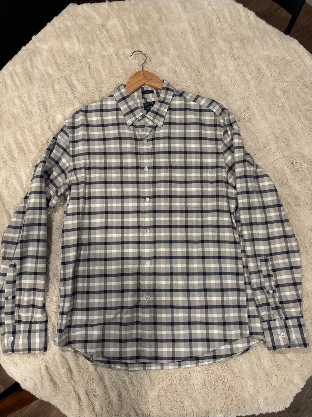 J. Crew Gray and Navy Plaid Button-Down Shirt - Men's
